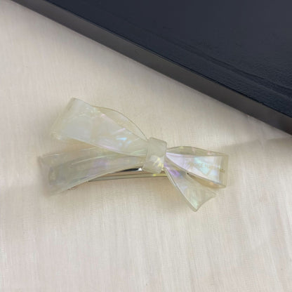 醋酸板材蝴蝶結髮夾－黑色款細節｜https://igowo.tw/