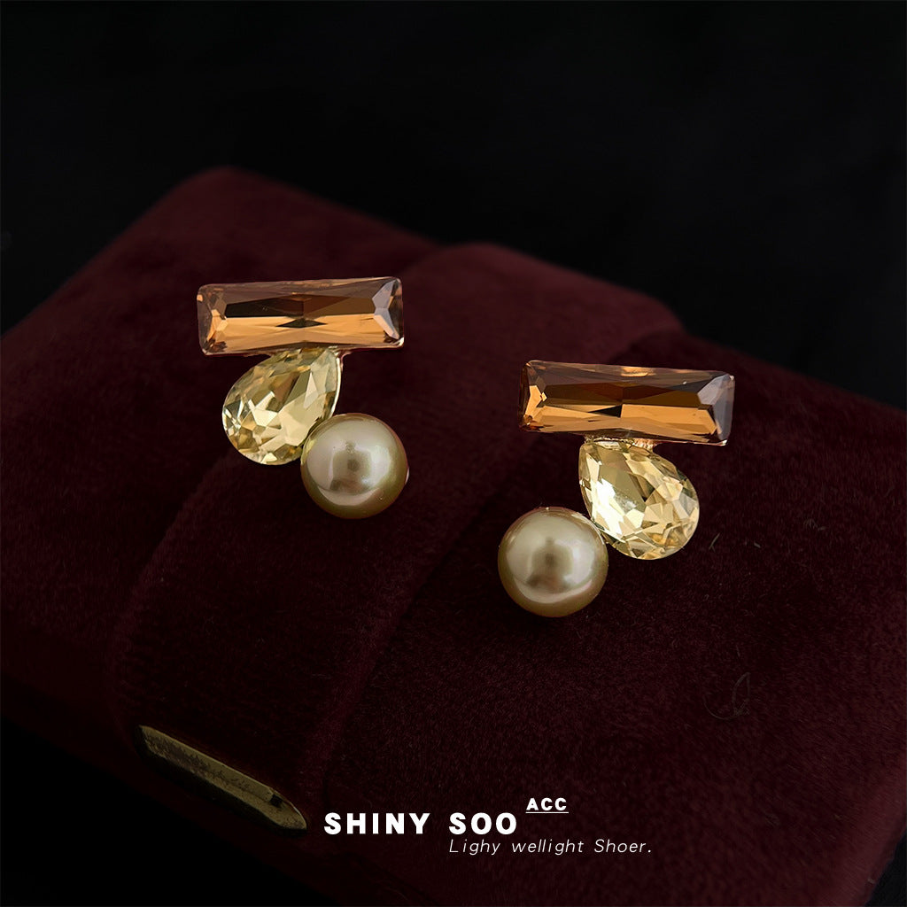 水晶玻璃幾何復古耳釘