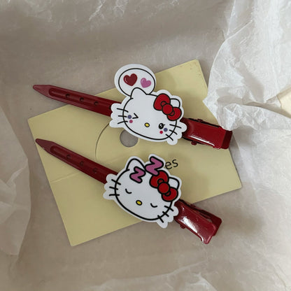 紅色壓克力愛心髮夾－商品主圖｜https://igowo.tw/