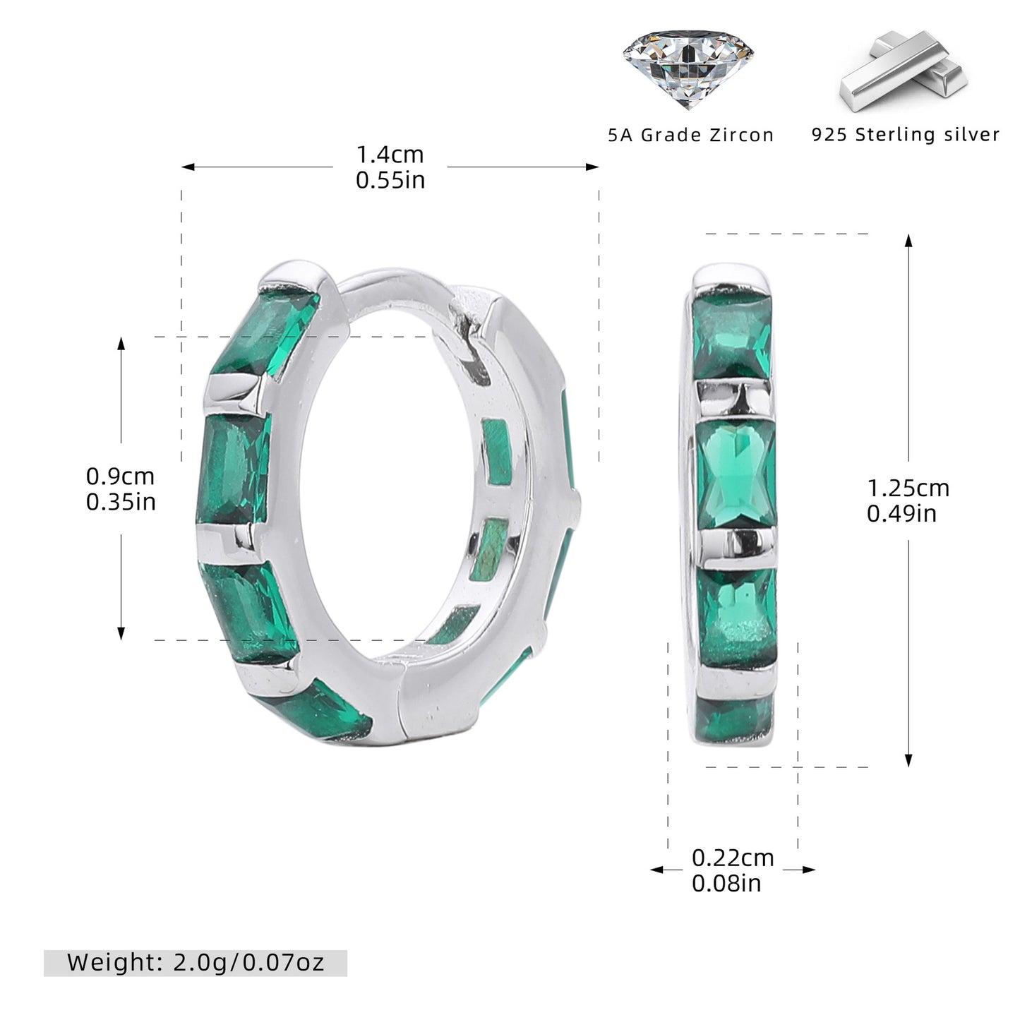 S925 新款耳環時尚多色方鋯圓形耳飾輕奢小眾高級感飾品