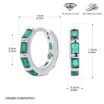 S925 新款耳環時尚多色方鋯圓形耳飾輕奢小眾高級感飾品