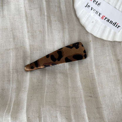豹紋蝴蝶結復古髮夾