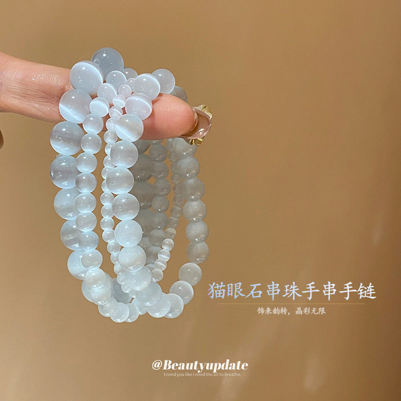 貓眼石串珠手鏈學生少女日常通勤串珠手串精致簡約高級感手環手飾