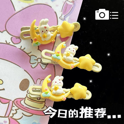 黃色月亮兔子髮夾－商品主圖｜https://igowo.tw/