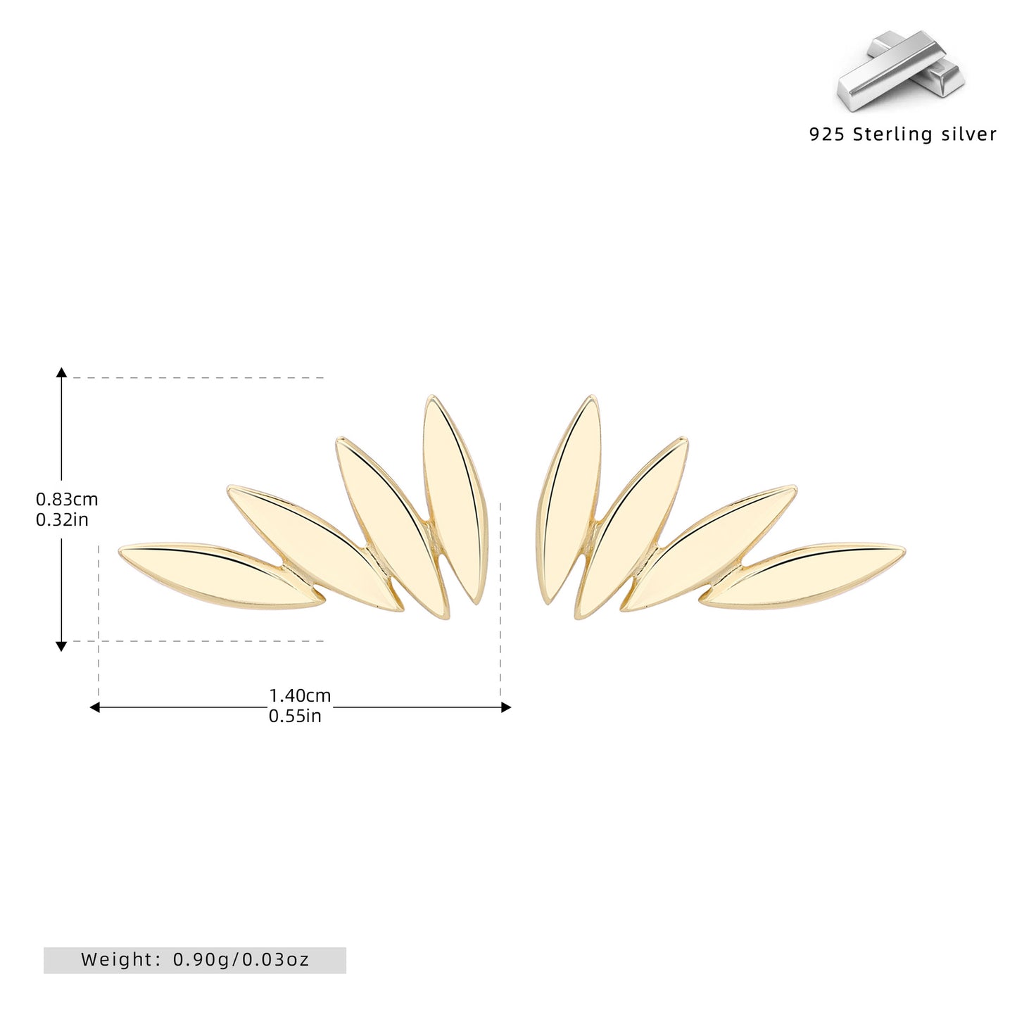 S925 新款耳釘時尚個性INS風葉子耳環輕奢百搭高級感飾品
