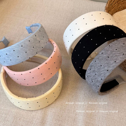 針織波點寬版髮箍－商品主圖｜https://igowo.tw/