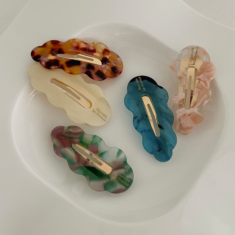 彩色雲朵暈染髮夾－粉綠款細節｜https://igowo.tw/
