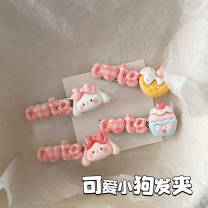 粉色小狗字母髮夾－商品主圖｜https://igowo.tw/