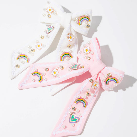 珍珠太陽花鑲鑽髮夾－商品主圖｜https://igowo.tw/