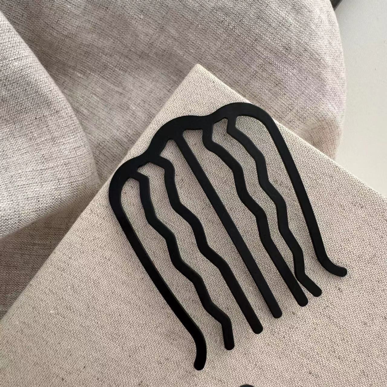 金屬簡約髮簪－黑色布藝款細節｜https://igowo.tw/
