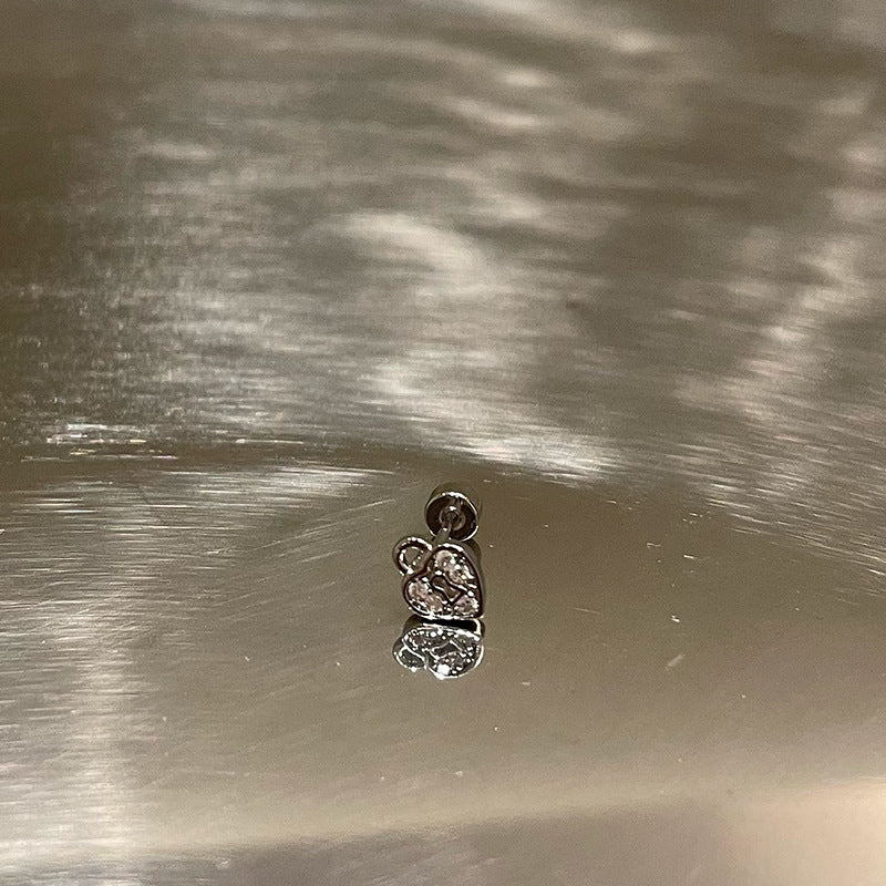 S925鋯石愛心蝴蝶耳釘