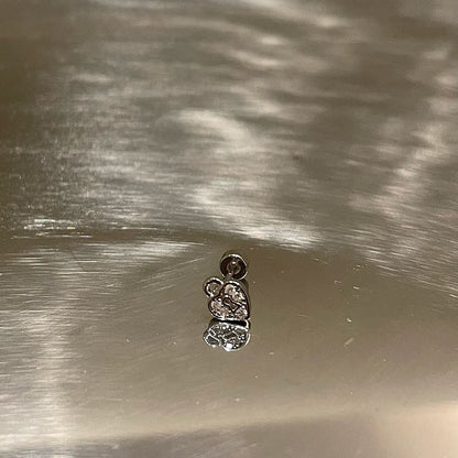 S925鋯石愛心蝴蝶耳釘