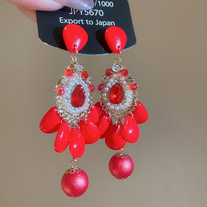 紅色花朵復古耳環－細節特寫6｜https://igowo.tw/