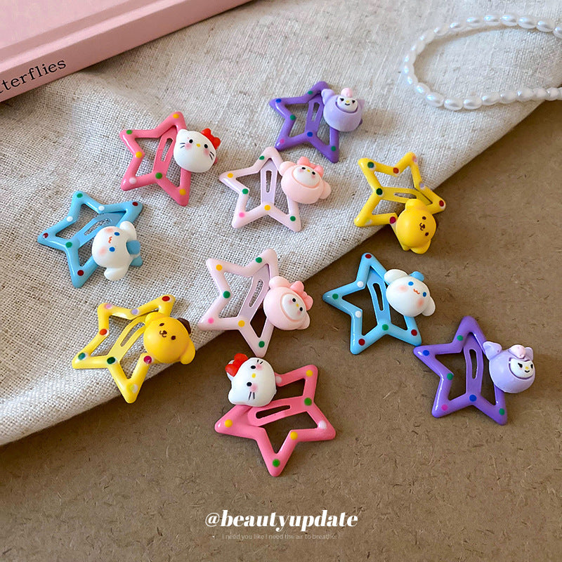 小清新彩色斑點星星BB夾發夾少女心側邊劉海夾糖果色甜美可愛發飾