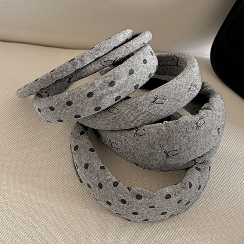 灰色布面波點髮箍－商品主圖｜https://igowo.tw/
