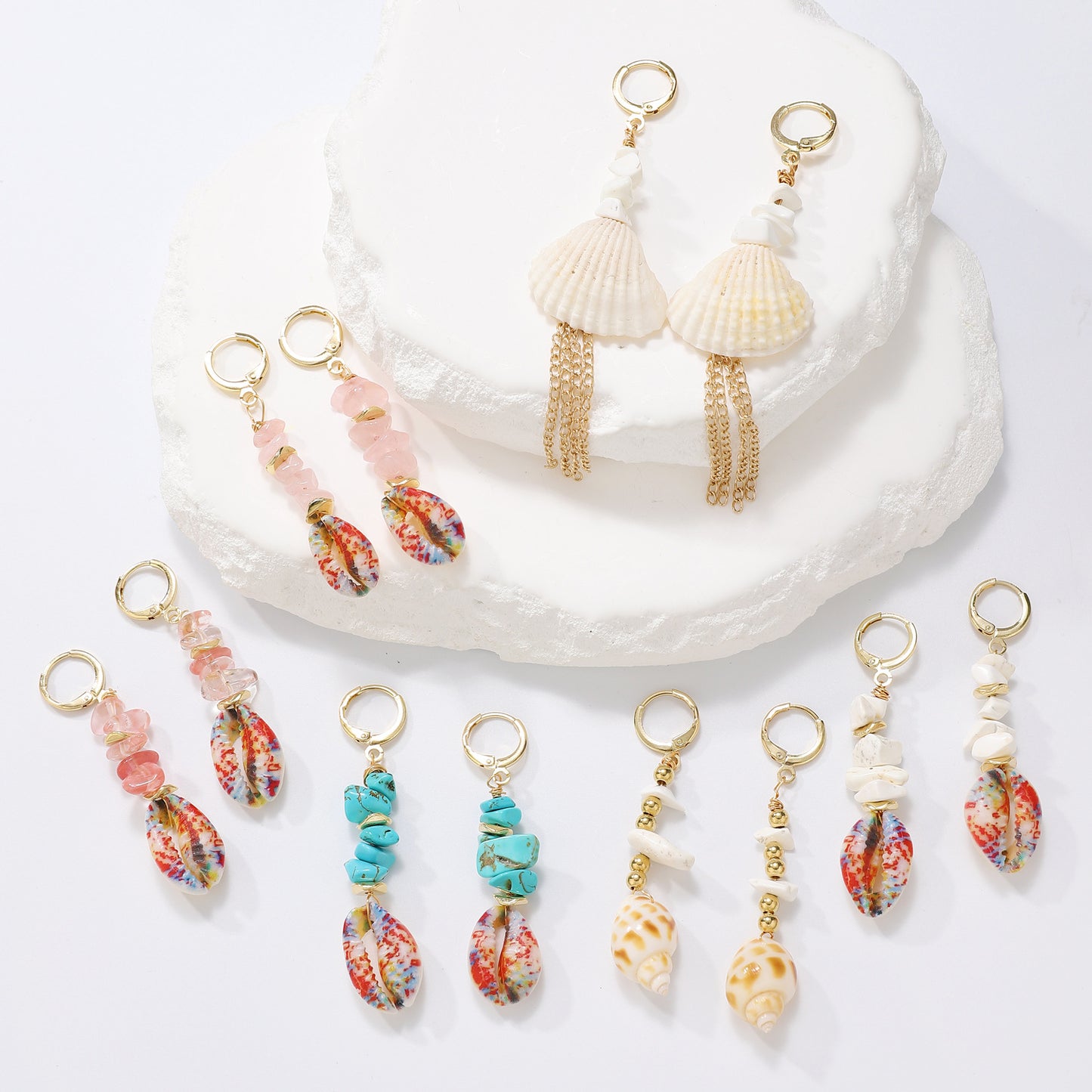 金屬貝殼復古耳環－商品主圖｜https://igowo.tw/