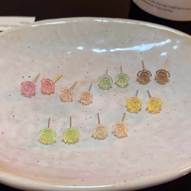 春夏山茶花朵耳釘