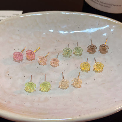 春夏山茶花朵耳釘
