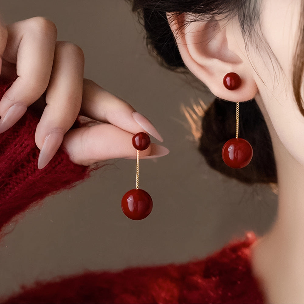 紅色珍珠復古耳釘－31#愛心耳釘款細節18｜https://igowo.tw/