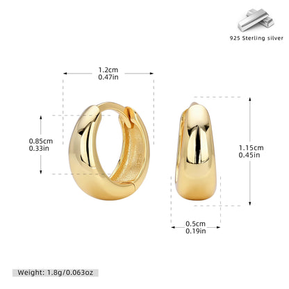 S925 耳環圓弧光面多尺寸耳飾百搭款輕奢高級感飾品