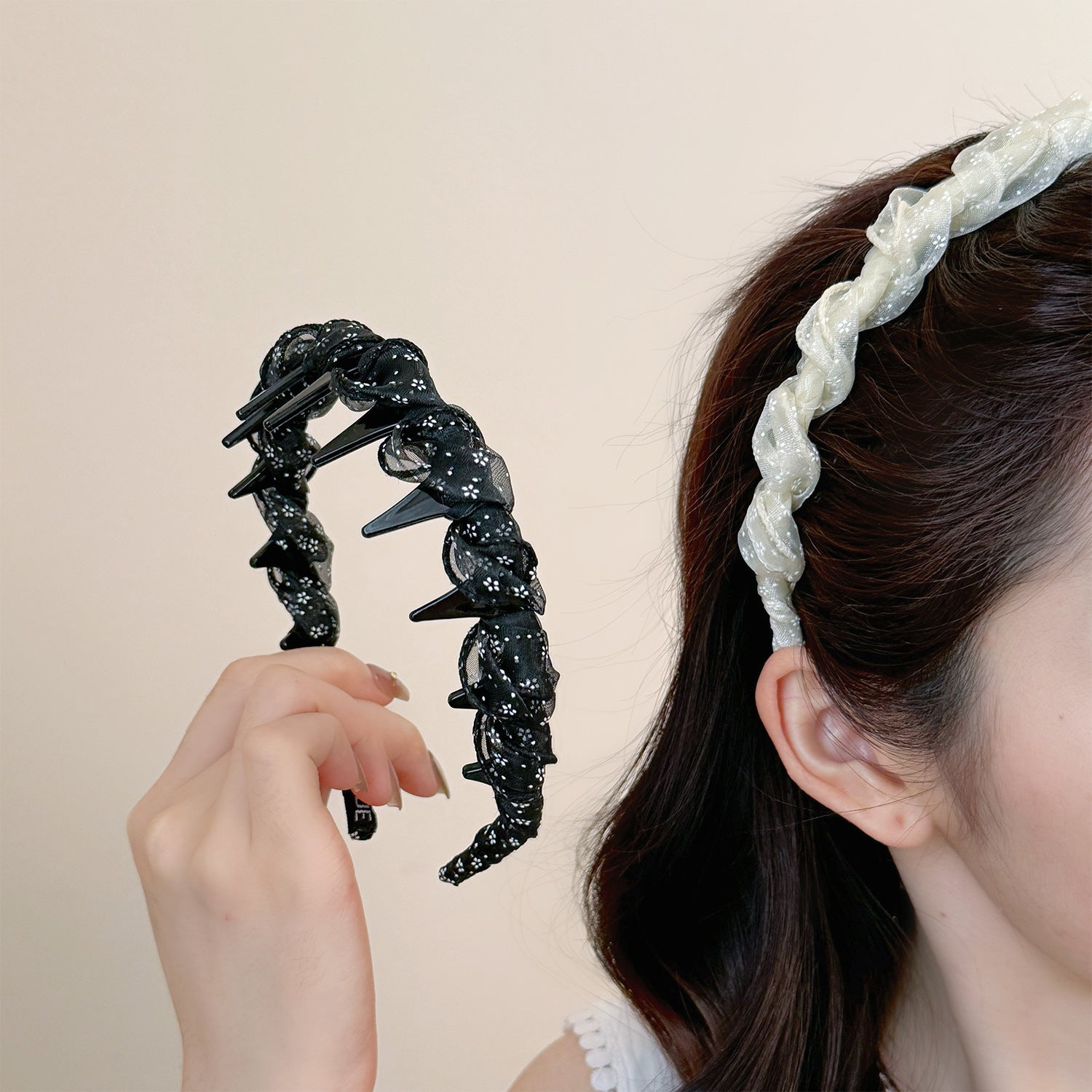 碎花簡約髮箍－商品主圖｜https://igowo.tw/