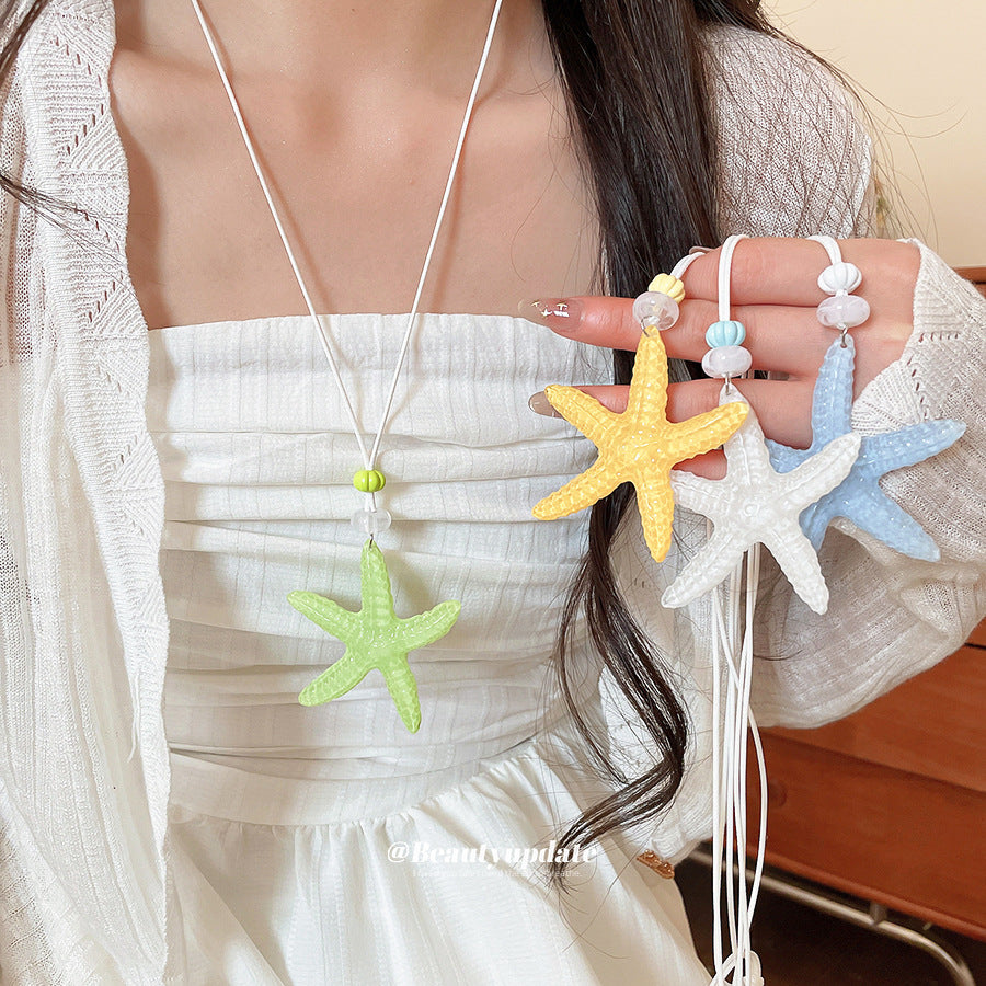 繽紛樹脂海星簡約項鍊－商品主圖｜https://igowo.tw/