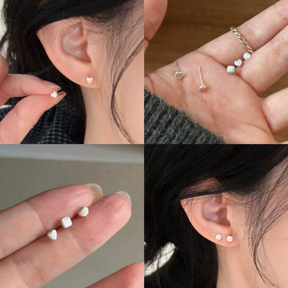 銀針愛心圓形簡約耳釘－商品主圖｜https://igowo.tw/