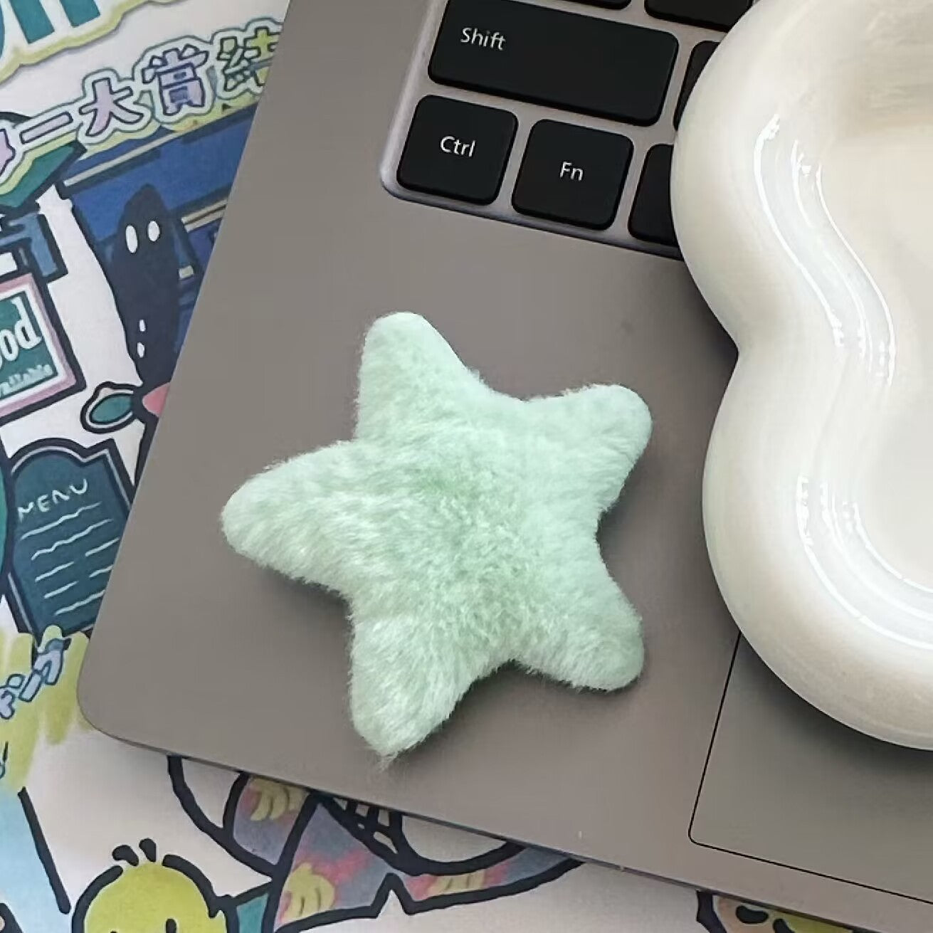 繽紛絨面星星卡通髮夾