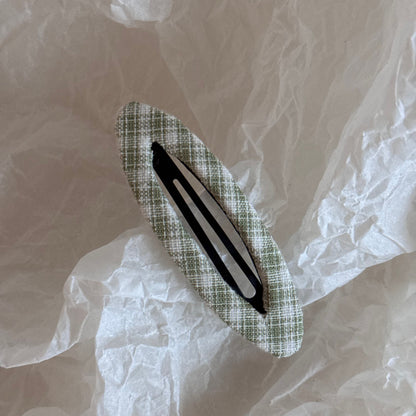布面格紋橢圓髮夾