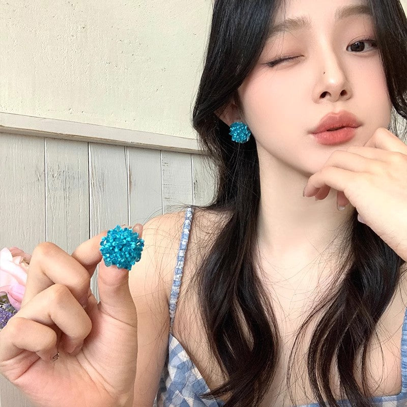 氛圍感彩色花朵耳環
