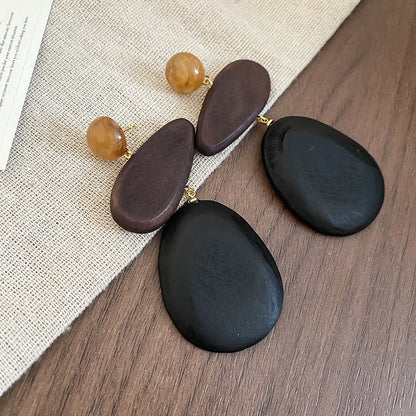 棕色豹紋菱形流蘇耳環－25#銀針-黃色款細節16｜https://igowo.tw/