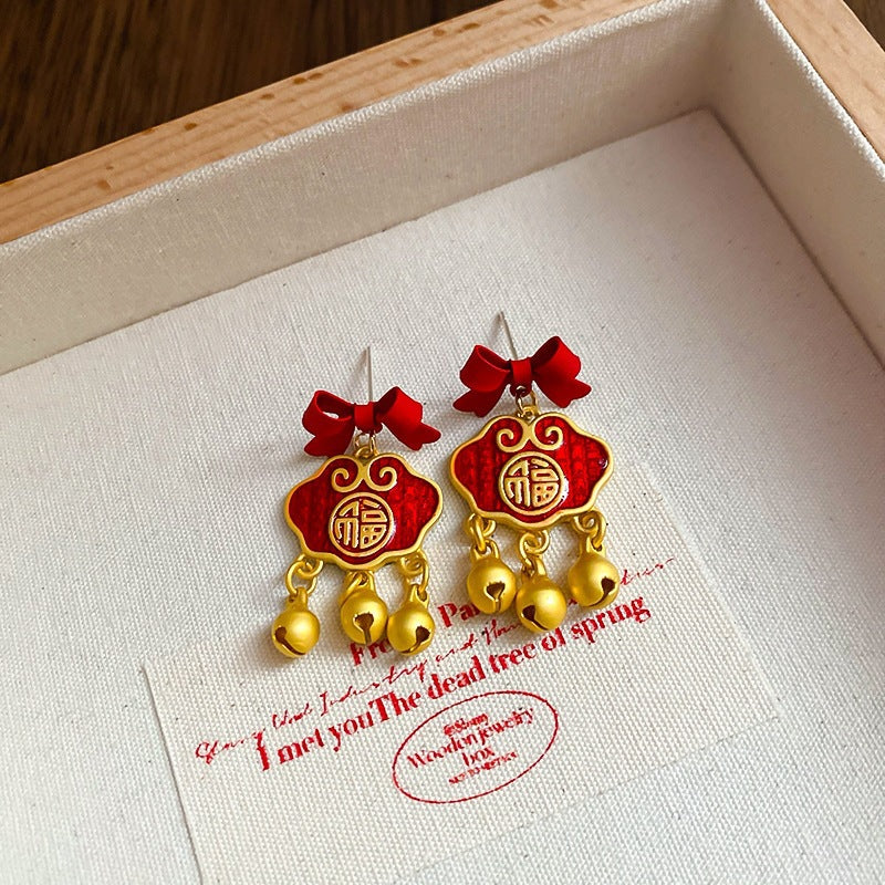 銀針滴油新年紅色珍珠耳環簡約時尚日常百搭耳釘輕奢高級感耳飾女