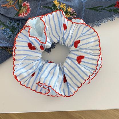 櫻桃大腸圈刺繡髮圈
