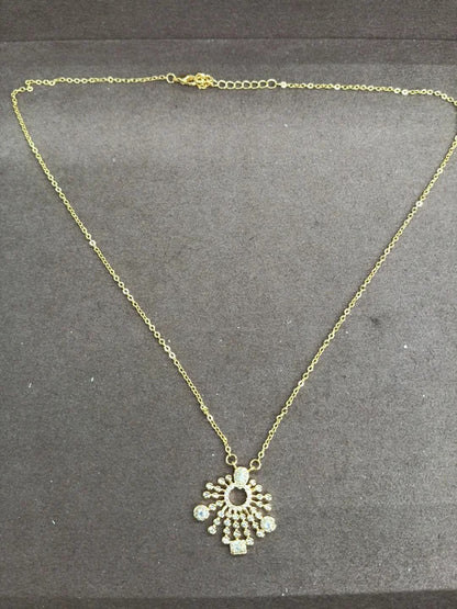 鋯石圓形項鍊耳環組