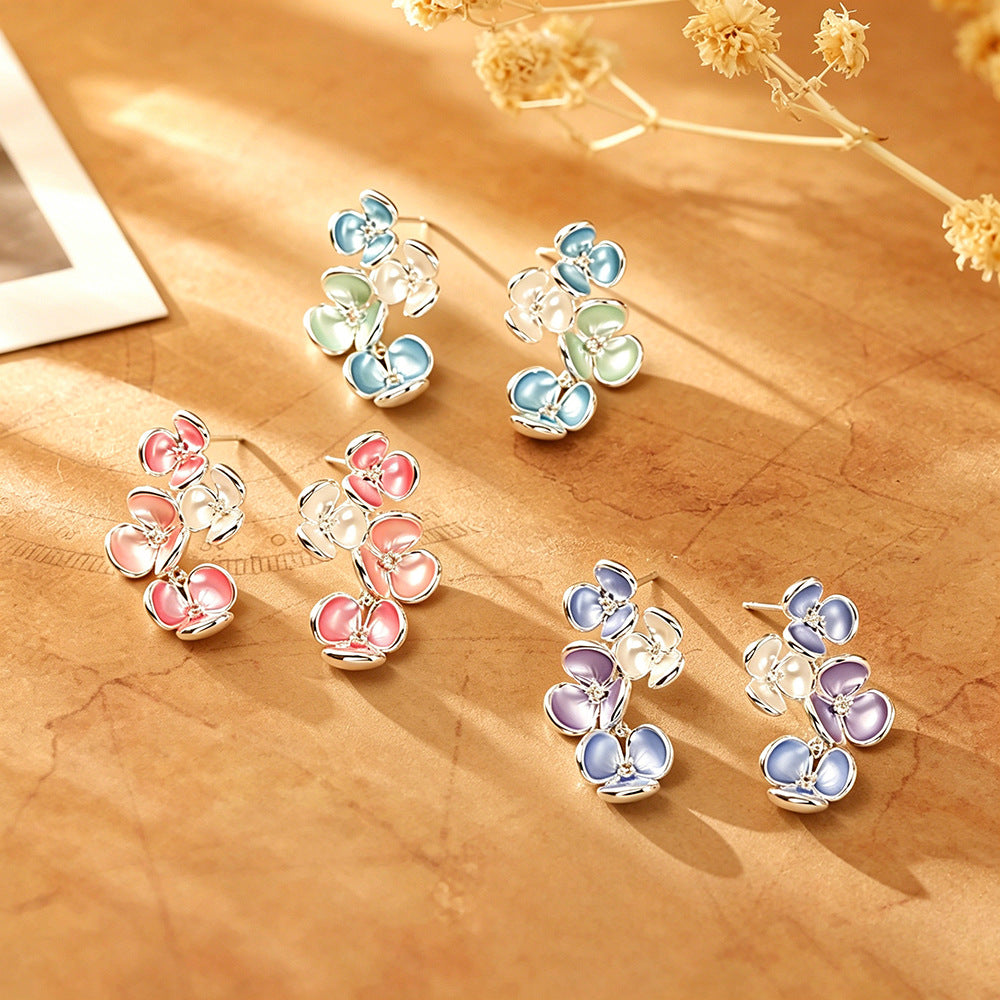 彩色琺瑯花朵耳釘－商品主圖｜https://igowo.tw/