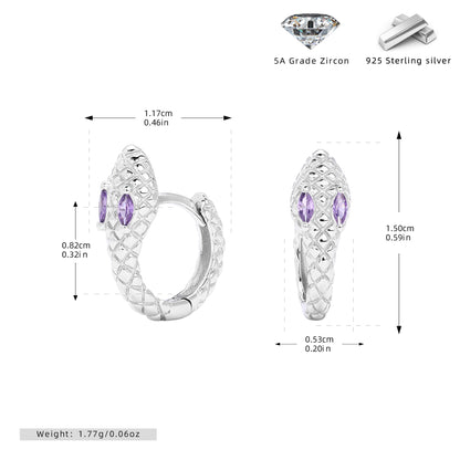 S925 歐美小蛇鋯石耳環甜美可愛鑲鉆耳飾個性創意時尚耳飾