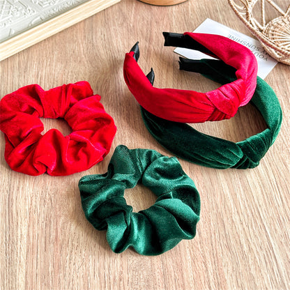 紅色絨面大腸圈髮箍－商品主圖｜https://igowo.tw/