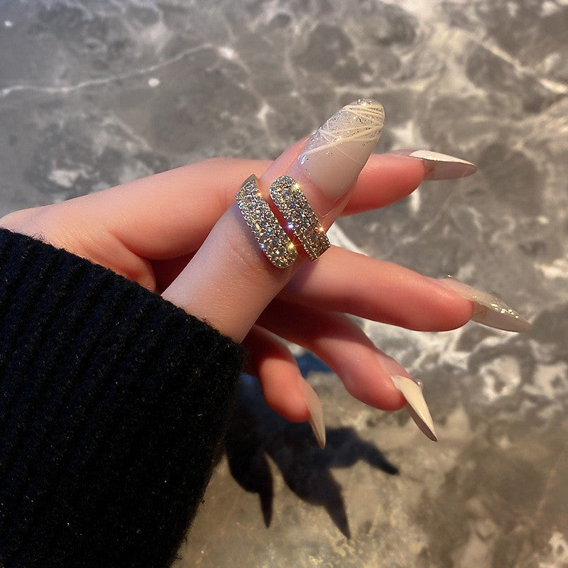 珍珠鋯石圓形多層戒指－18#戒指-銀色款細節13｜https://igowo.tw/