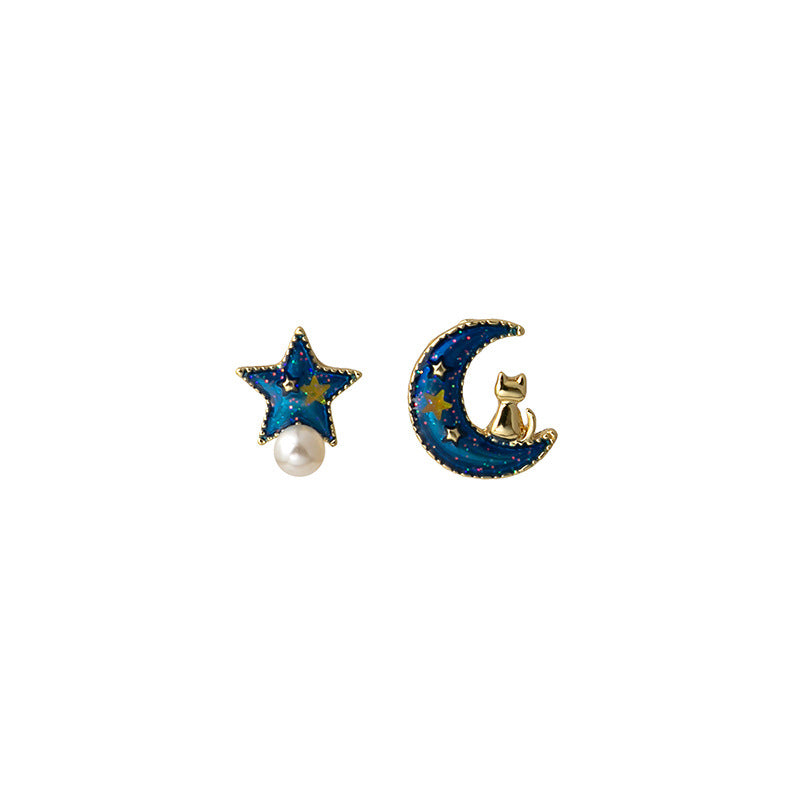 珍珠銀針星星簡約耳釘