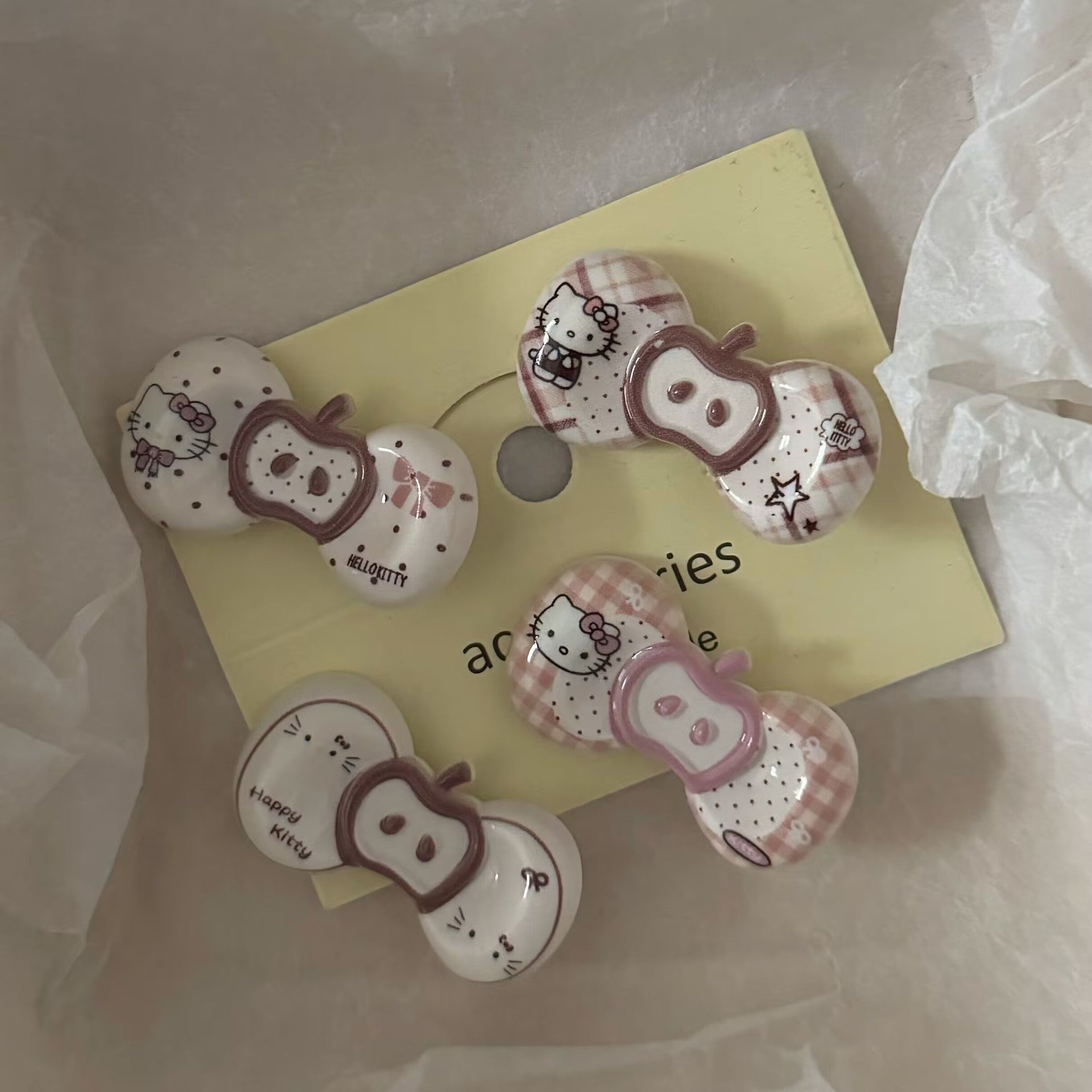 棕色貓咪領結髮夾－貓咪印花髮夾款實拍｜https://igowo.tw/