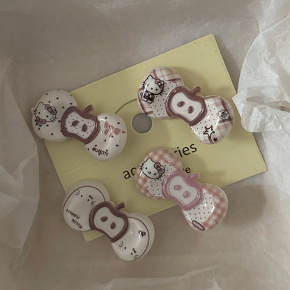 棕色貓咪領結髮夾－貓咪印花髮夾款實拍｜https://igowo.tw/