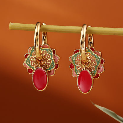 琺瑯圓圈復古耳環