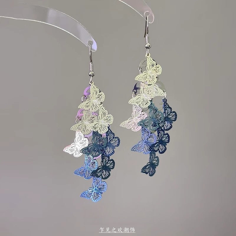 鋯石花朵流蘇垂墜耳釘－細節特寫18｜https://igowo.tw/
