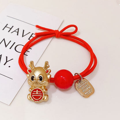 紅色彈力繩復古髮圈－招財貓紅色款細節12｜https://igowo.tw/