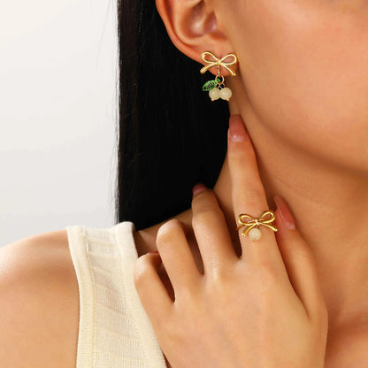 不鏽鋼蝴蝶結耳釘－細節特寫26｜https://igowo.tw/