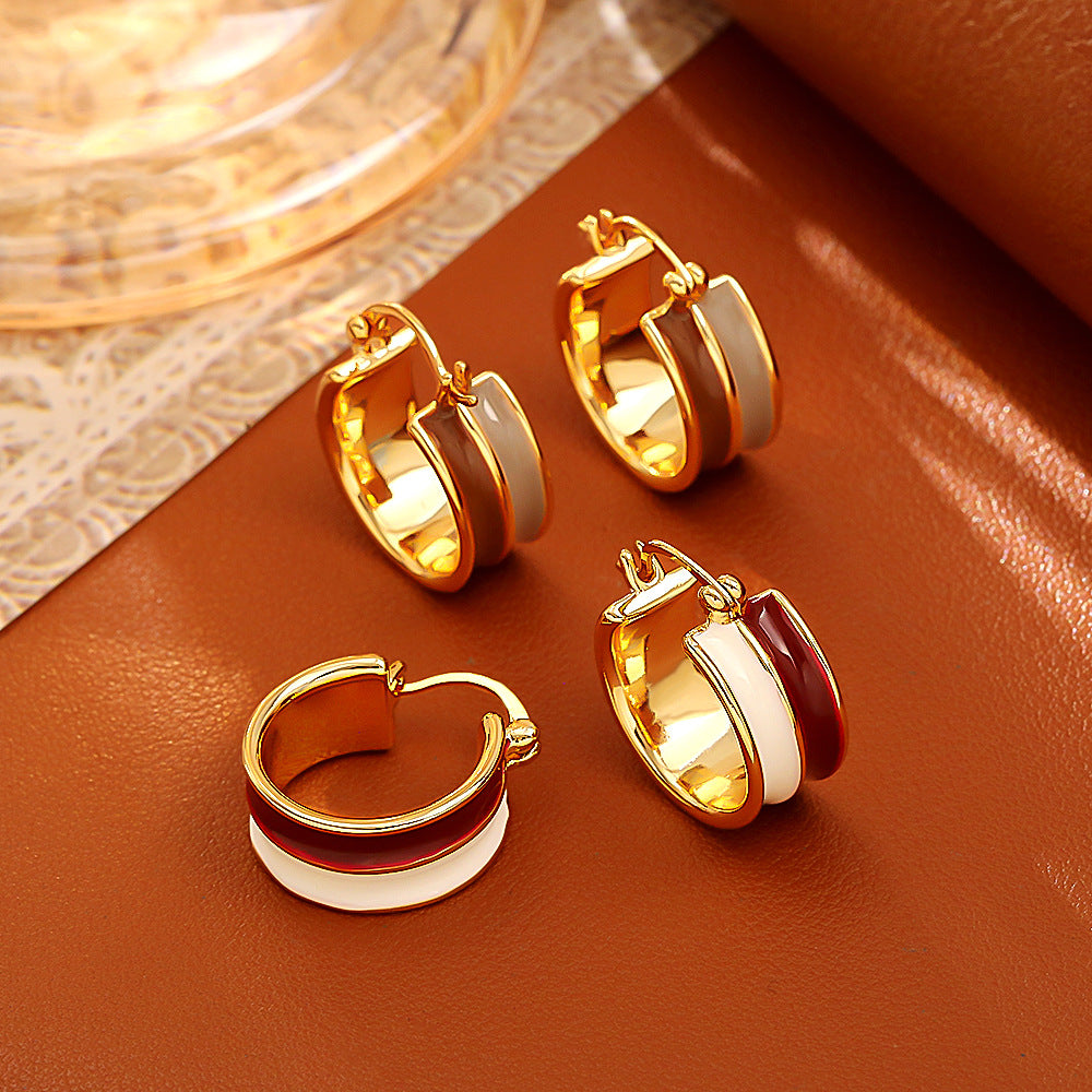 撞色U形復古簡約耳環－商品主圖｜https://igowo.tw/