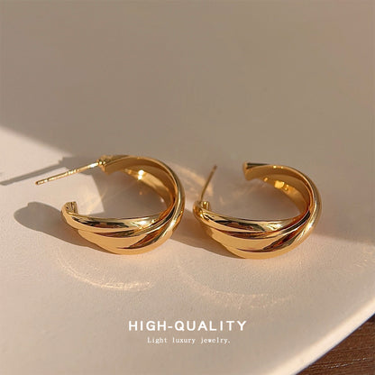 金色電鍍簡約耳環－商品主圖｜https://igowo.tw/