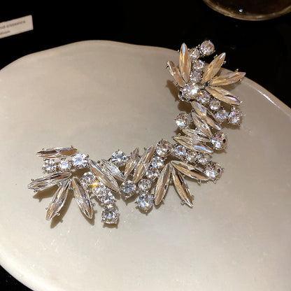 閃耀光芒~奢華超閃鑲鉆不規則耳夾一體式耳環輕奢高級感耳飾批發