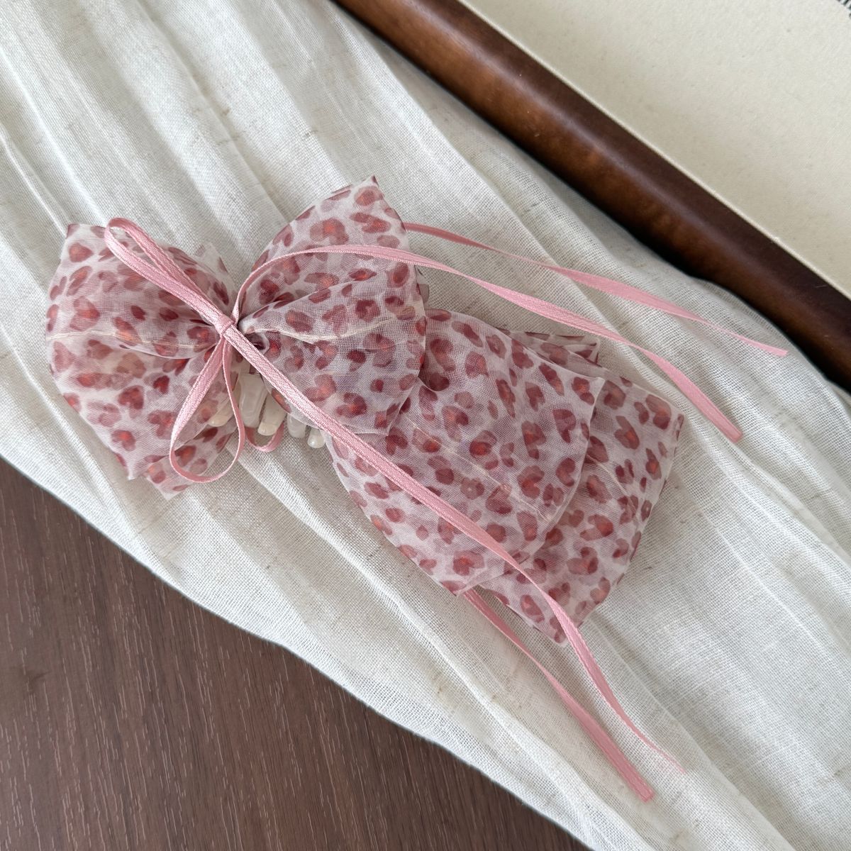 網紗豹紋大腸圈髮圈－咖色豹紋-長齒箍款細節｜https://igowo.tw/
