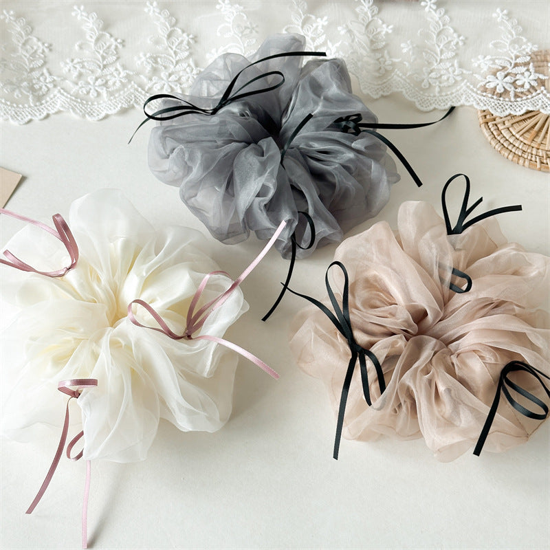 網紗蝴蝶結大腸圈髮圈－商品主圖｜https://igowo.tw/
